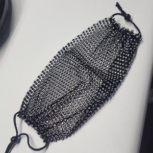 Elegant Black Rhinestone Face Mask